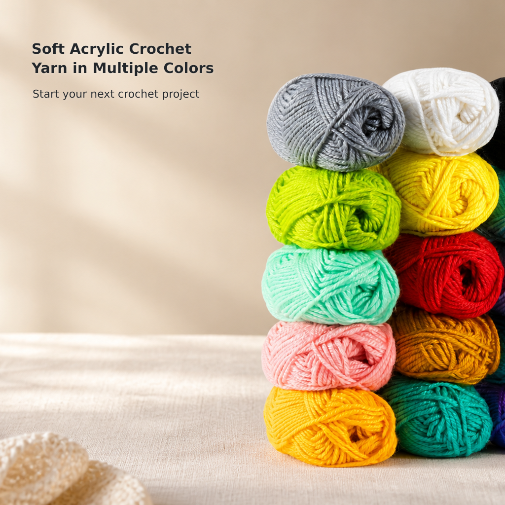 Multicolor Acrylic Yarn Set for Knitting & Crochet