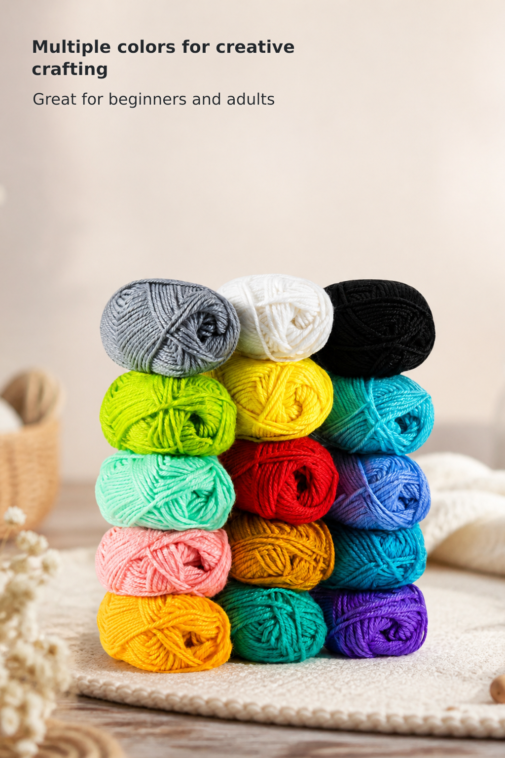 Multicolor Acrylic Yarn Set for Knitting & Crochet