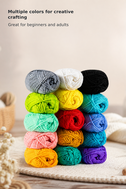 Multicolor Acrylic Yarn Set for Knitting & Crochet